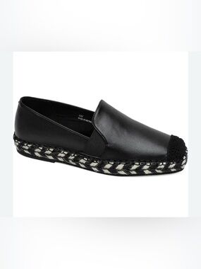 Paolo Black Slip-On Espadrille Loafers with Woven Trim